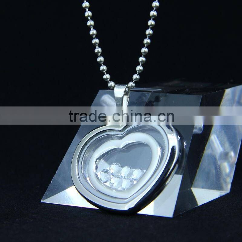 Stainless steel round glass charm pendant for wholesale