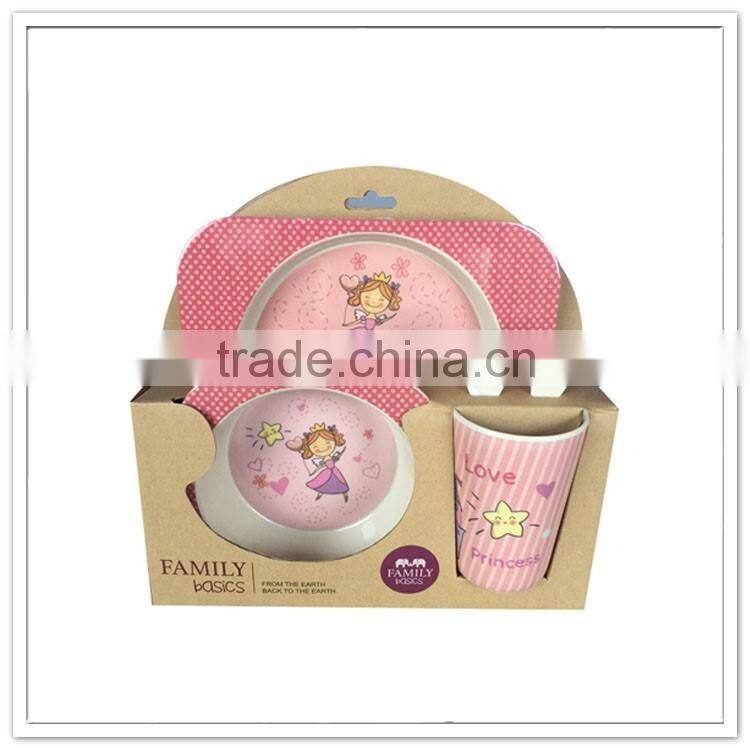 Popular children dinnerware set bamboo fiber dishes