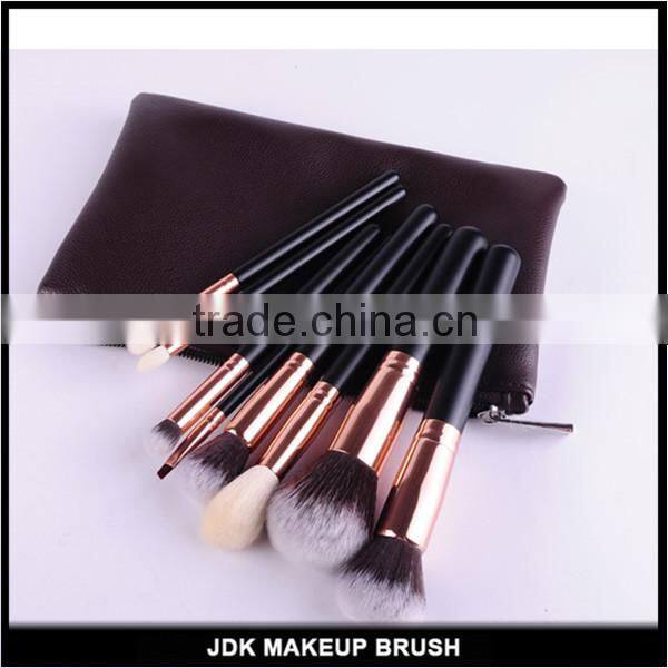 24pcs Professional OEM Cosmetic Brush Purple Handle Black Tube Make up Brush with Fan brush and Foldable Bag