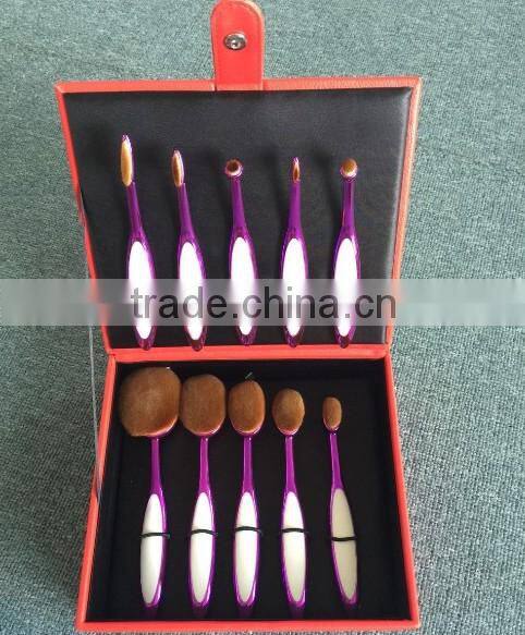 Top quality gift box 10pcs custom makeup brush private label BB cream toothbrush make up brushes rainbow oval makeup brush set