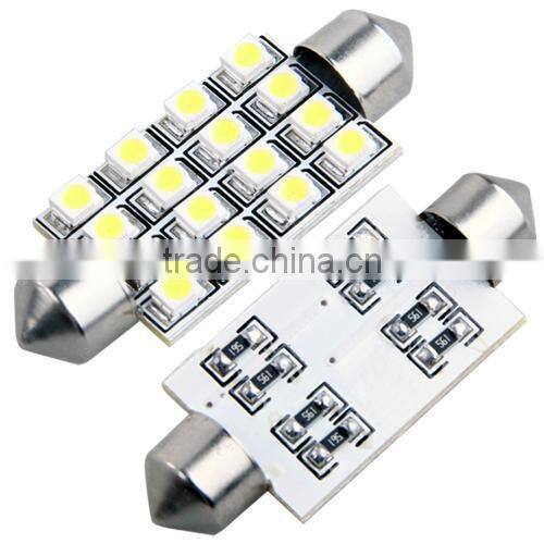 4 42mm 16 SMD LED White Car Dome Festoon Interior Light Bulb