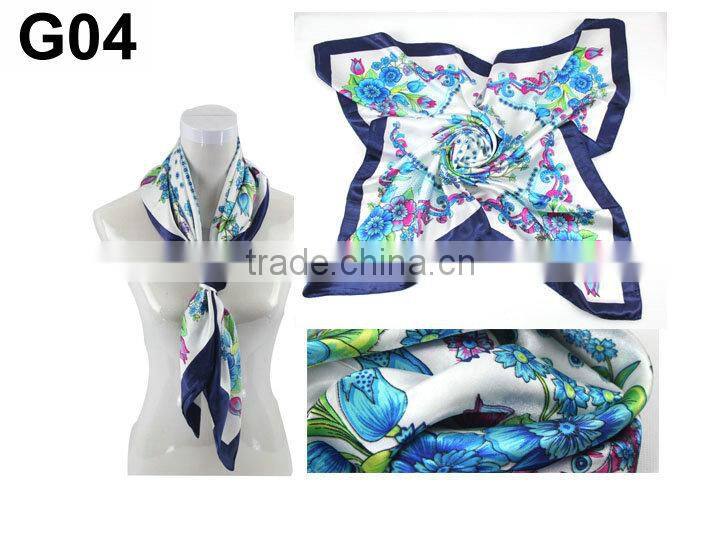 New Fashion Women Lady Large Square Scarf Silk Head Wrap Kerchief Neck Satin Scarf Shawl