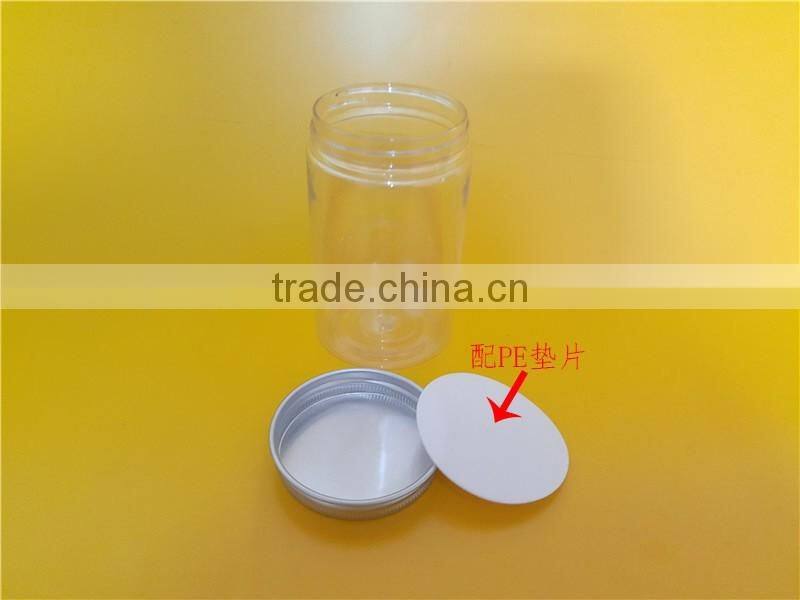 cosmetic cream hair gel food container transparent plastic jar 200ml with Aluminum cap
