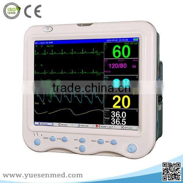 YSPM80G Low Price Multi-parameter TFT LCD display ICU portable patient monitor price