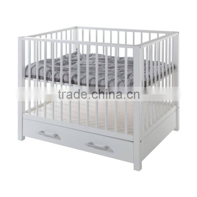 Europe Style Baby Cot Standard Size Wooden Baby Cot With Drawers