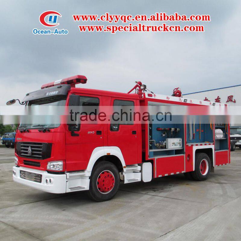 SINOTRUK HOWO 5000liter water tank 1000liter foam tank fire truck for sale