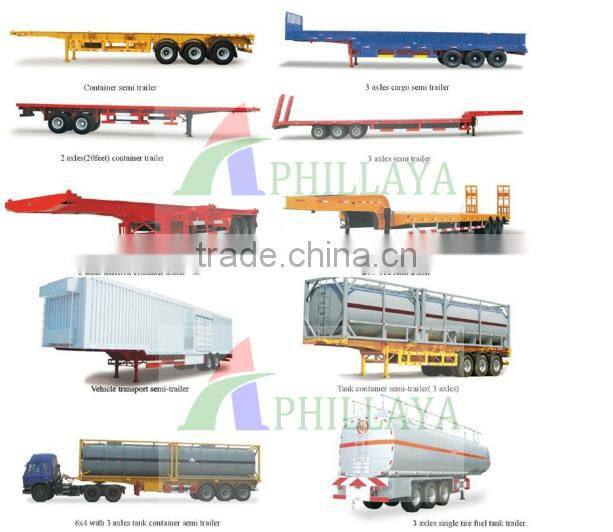 2 axles farm trailers / flatbed mini side wall drawbar semi trailer
