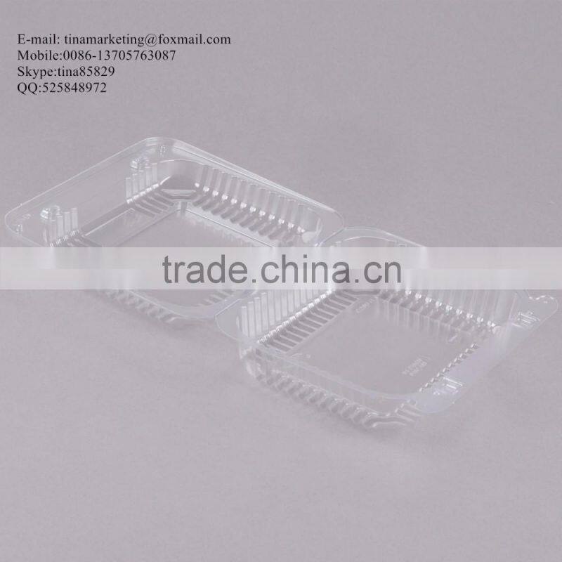 Durable OPS Clear Hinged Plastic Small Oblong Container/ Plastic Bakery Container/ Plastic Food Container for Take Out