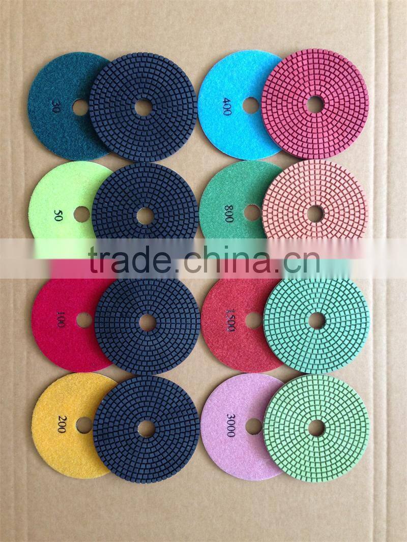 4" wet premium flexible diamond granite polishing pads