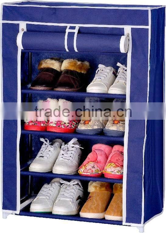 Store More Modern Blue 4 Tier Shoe Rack with Cover