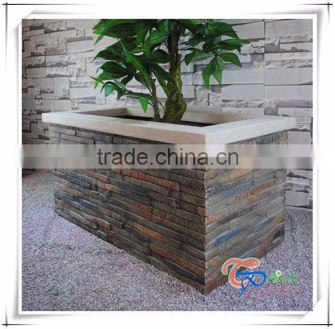 Fiberglass Stone Square Plant Container