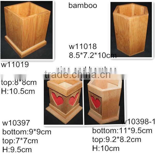 Handmade cheap cup shape used promotional wooden decorative pen holder