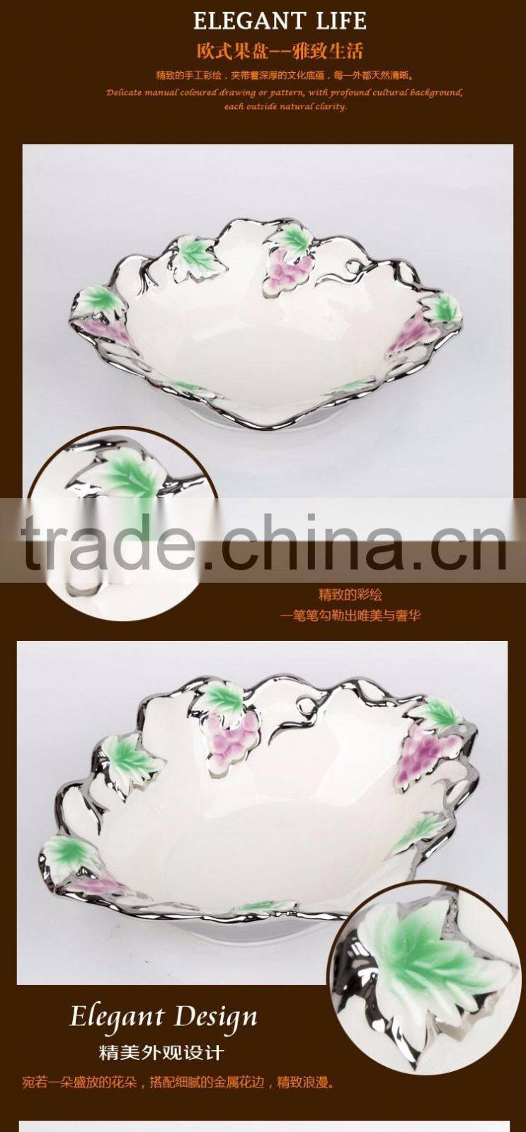 High Quality deep ceramic dish silver electroplate