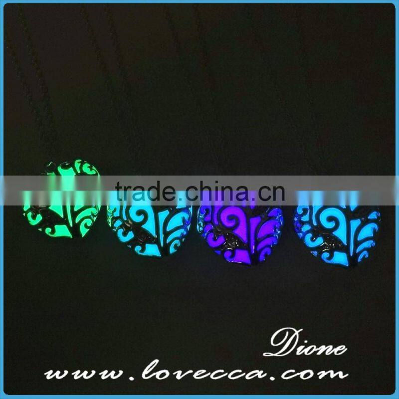 Personalized Heart Locket glow in the Dark Necklace