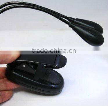 mini Flexible Head 2 LED Book Light With Clip