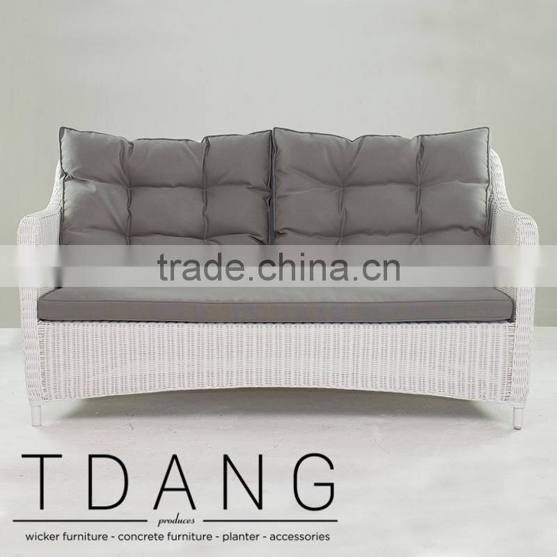 Flourish Hand-made Wicker Sofa - Contemporary White Rattan furniture garden bench.