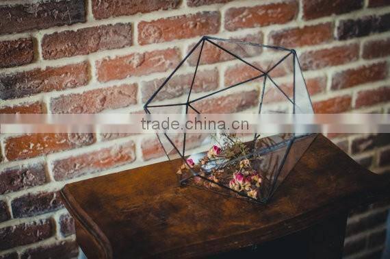 Medium Terrarium Icosahedron Stained Glass Vase Planter for indoor