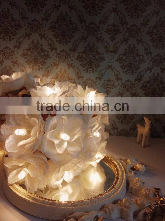 2016 wedding decor White Rose flower Garland Fairy Lights