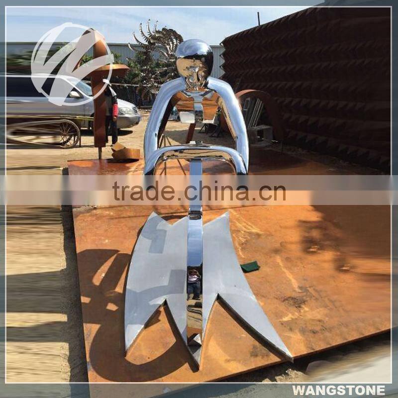 Stainless Steel Man Garden Bicycle Sculpture