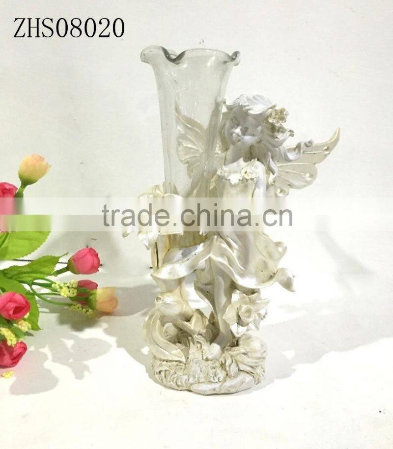 resin angel figurines with flower vase