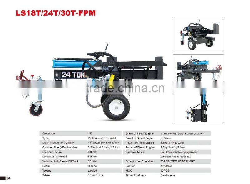 Patent design Wood Processing cutting tool trailer 40 tonne hydraulic log splitter