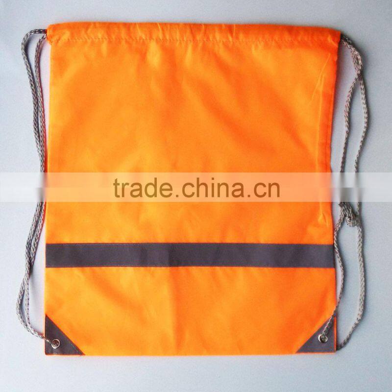 Cheap promotional orange 190T polyester draw string sport bag