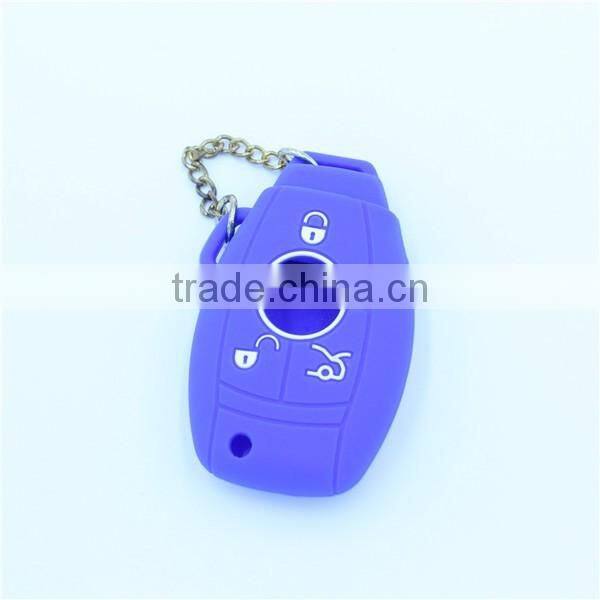New arrival 3 button Silicone car key shells for mercedes-ben key with chains