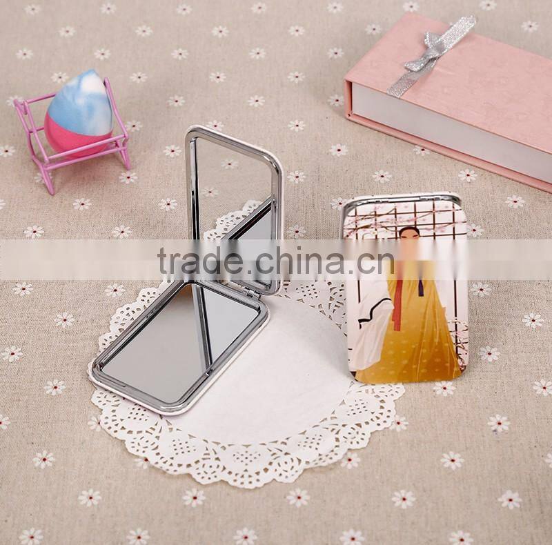 CJA17-Chrome Finishing customized Makeup Pocket hand mirror foldabel mirror