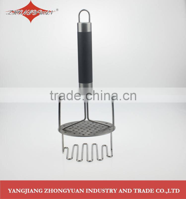High quality stainless steel potato masher with rubber handle