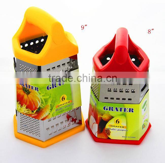 HH0034 6-sided Stainless Steel Red Multi-purpose coconut Grater
