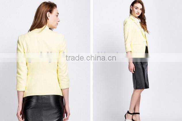 Newest design lady suit ,high qualiy business suit tuxedo for women ,3/4 sleeve suit fabric for wholesale