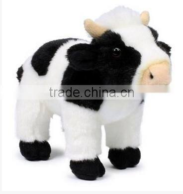 Custom stuffed cow high quality white lifelike animal plush toy cow
