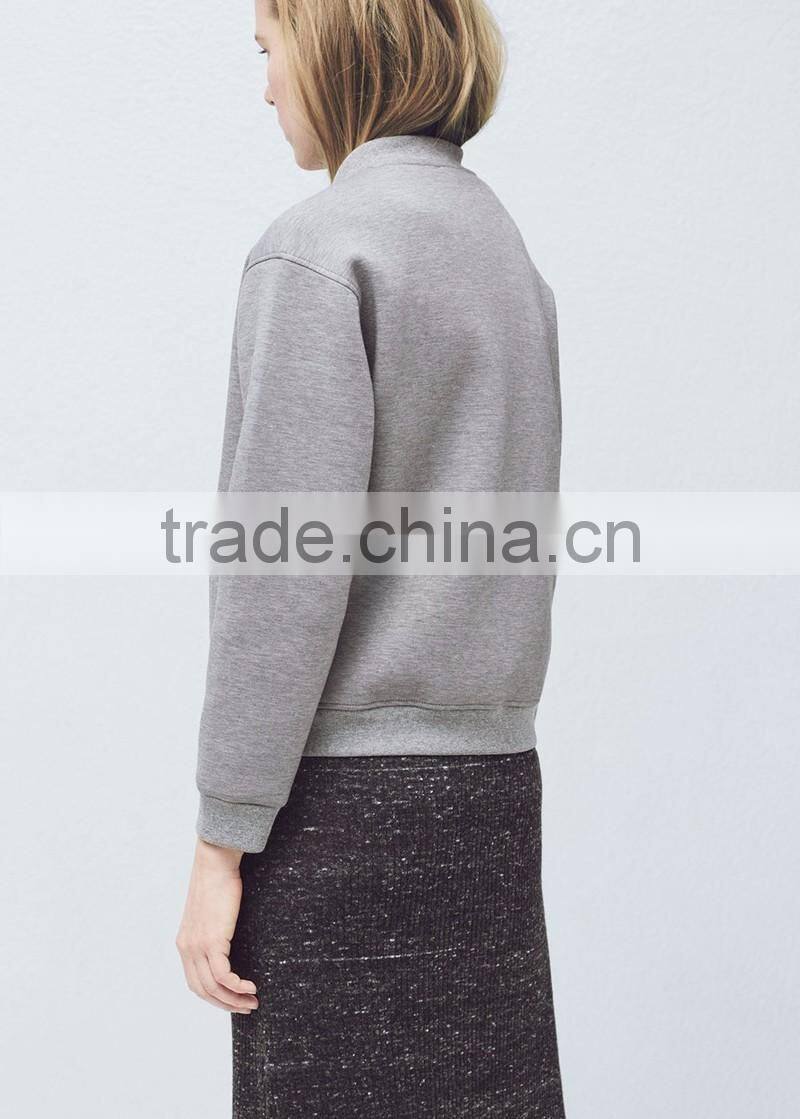 women custom designs grey high quality best price fashion plain bomber varsity jacket