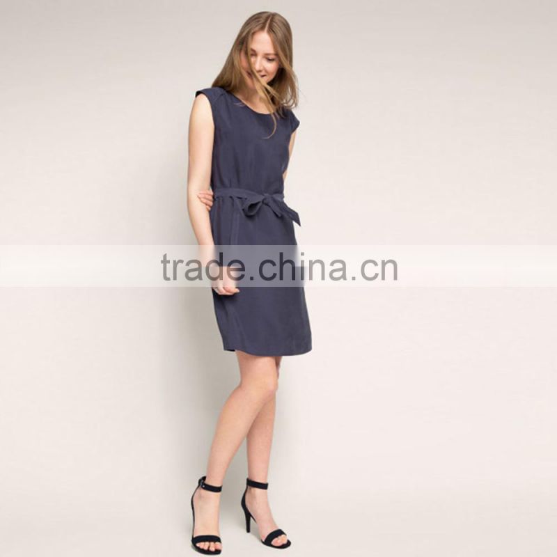 Free shipping the most popular elegant back zip and belt woman shift dress