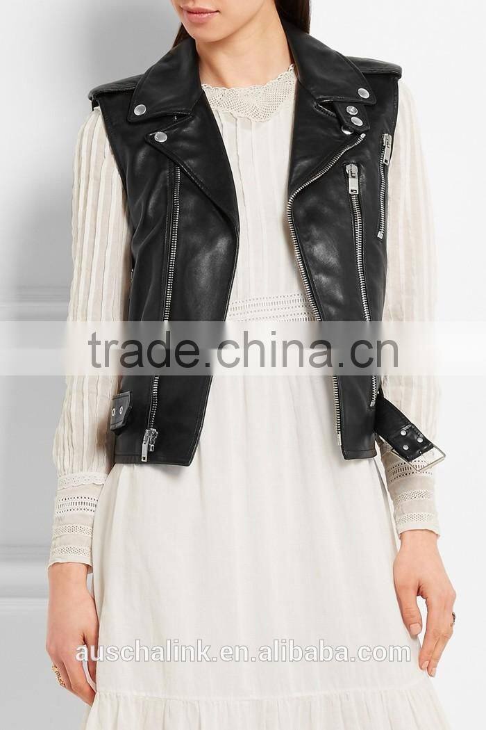 personalized latest design custom cheap lady leather vest