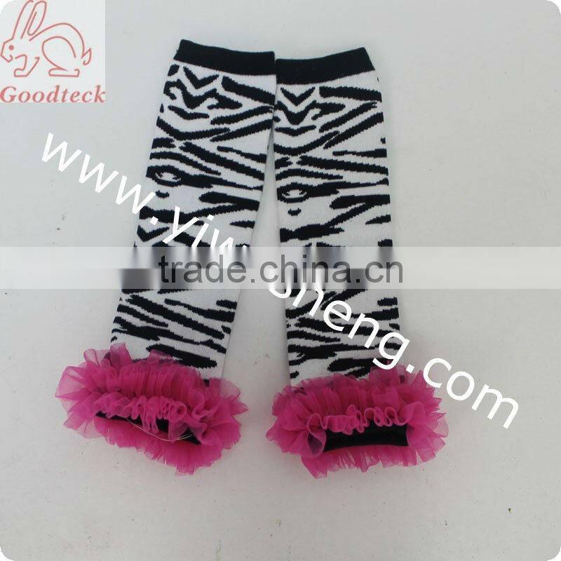2013 wholesale the newest design zebra baby leg warmer with ruffle tulle