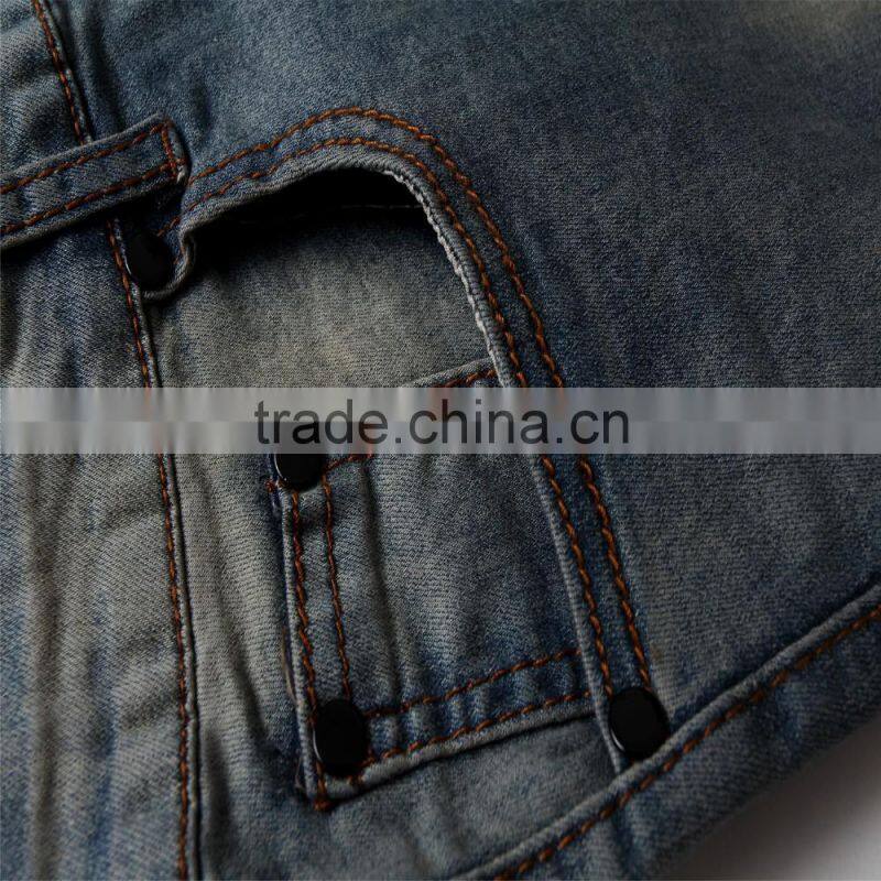 2016 Hot men's fashion men's jeans biker jeans hole personality male personality pants beggar