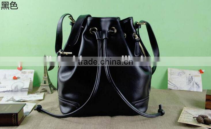 hot sell large sized leather women drawstring bags