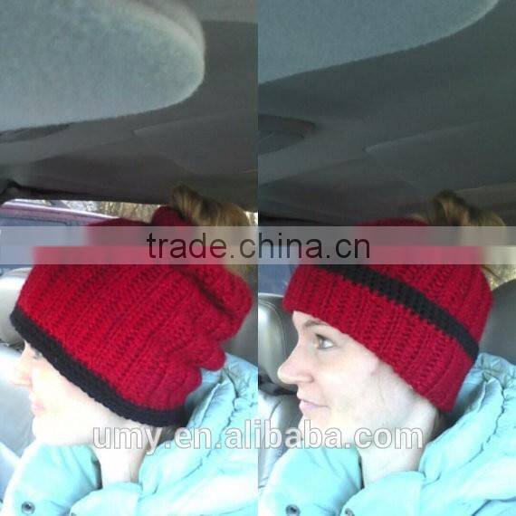 Bun Beanie Running Ponytail Toque Hat