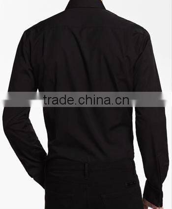 Hot fashion men's casual suede black solid color shirt