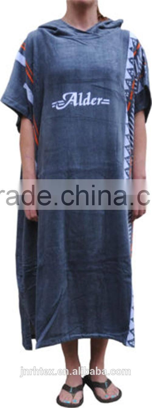 100% cotton terry funny printing adult hooded poncho beach towel