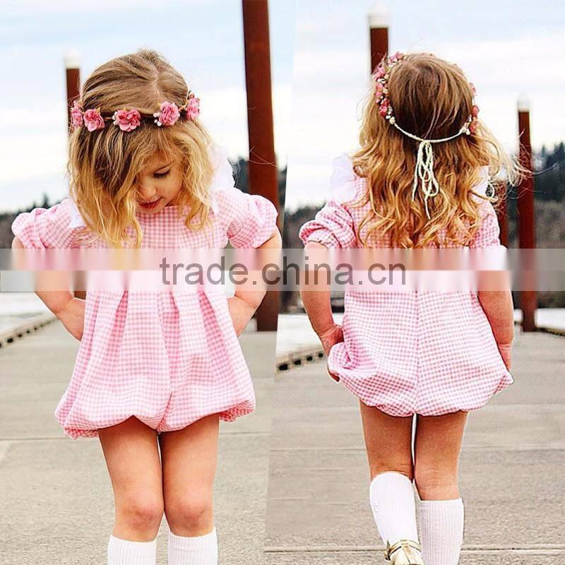 2017 hot sale fashion plaid baby clothes china custom baby romper/baby toddler clothing
