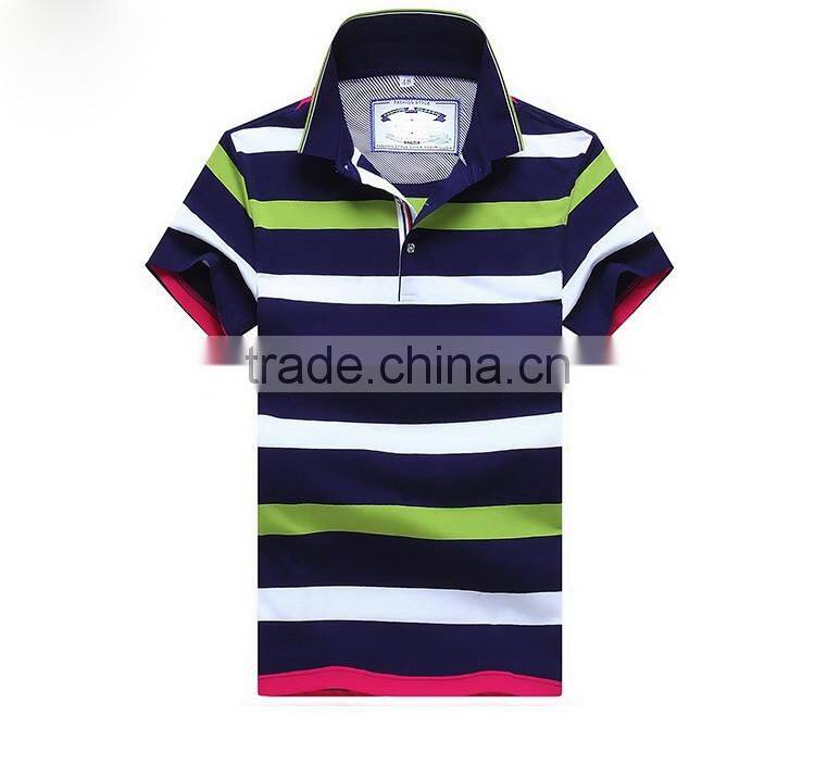 2016 New Design Mens fashion stripe Polo Shirts Customized Logo
