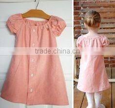 New Fashion round neck baby girl dress with snap