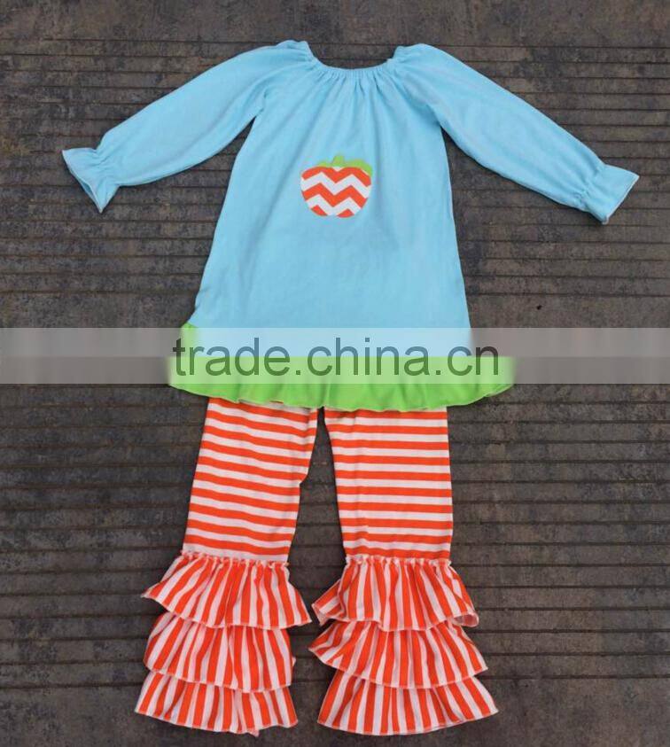 hallowmas boutique outfits top and pants ruffle outfit for kids boutique baby clohtes wholesale