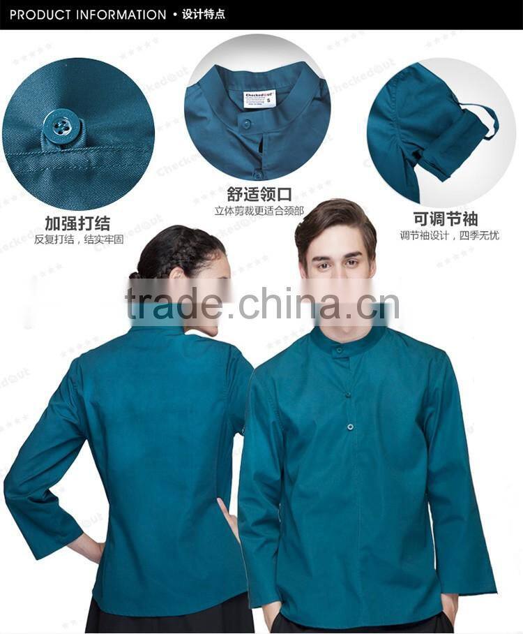 Juqian wholesale Cheap 3/4-sleeve quality green waitress uniform pattern sets