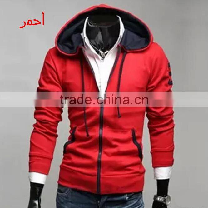 OEM 100% cotton plain zip up hoodie/ custom hoodies for men