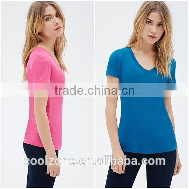 Classic V neck short sleeve blank t-shirt smooth modal t-shirt