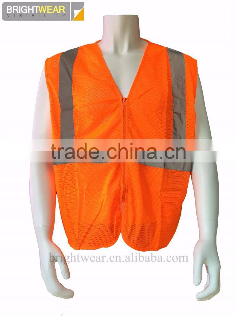 ANSI 107-2015 polyester orange mesh fluorescent vest