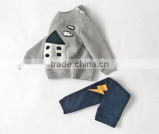 Cartoon House Pattern Cute Design Baby Boy sweater